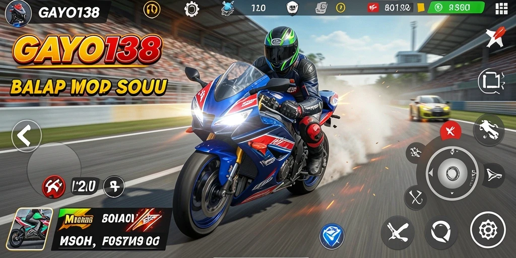 Tampilan gameplay GAYO138 yang mendebarkan saat balapan motor.