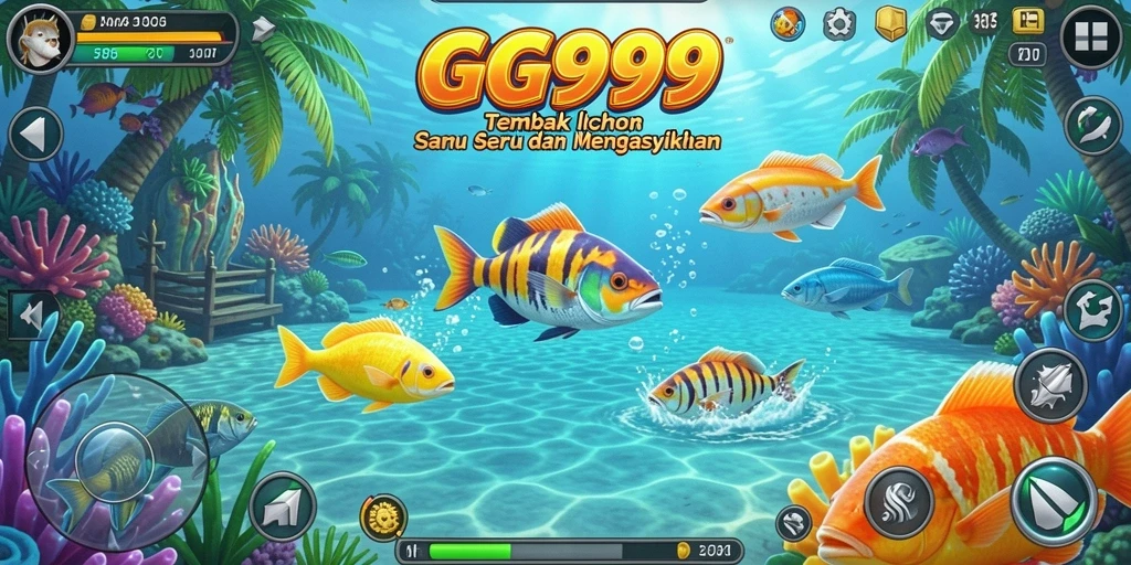 Screenshot utama menampilkan aksi seru dalam Tembak Ikan.
