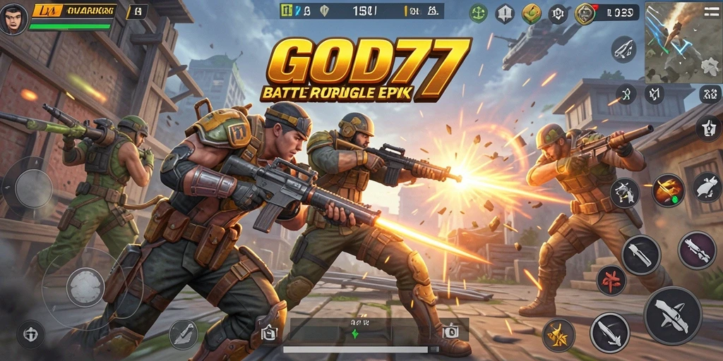 Tangkapan layar menunjukkan aksi intens dalam permainan Battle Royale.