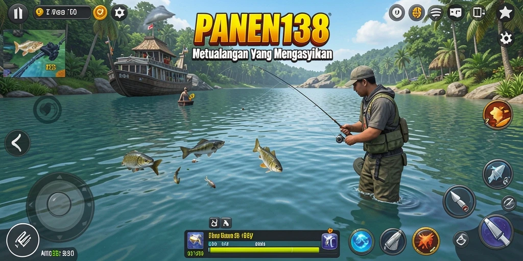 Tampilan gameplay PANEN138 yang menarik dalam suasana memancing.